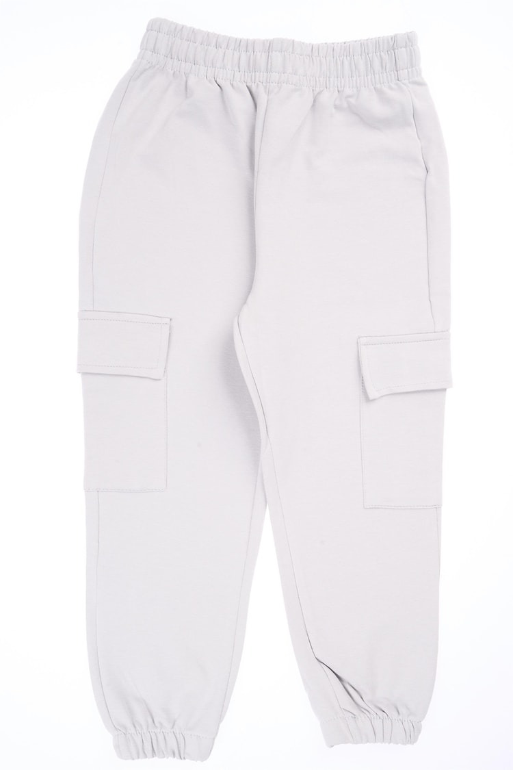 Çetinkaya Fitclub 33458 Unisex Çocuk 2 İplik Kargo Cep Eşofman Alt Boyalı Gri 4-12 Yaş