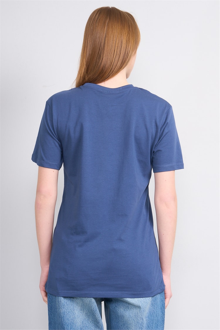 Çetinkaya Fithit 3264 Bayan Bisiklet Yaka 30/1 Penye Regular Basic T-shirt İndigo