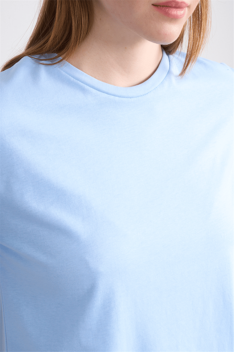 Çetinkaya Fithit 3264 Bayan Bisiklet Yaka 30/1 Penye Regular Basic T-shirt Bebe Mavi