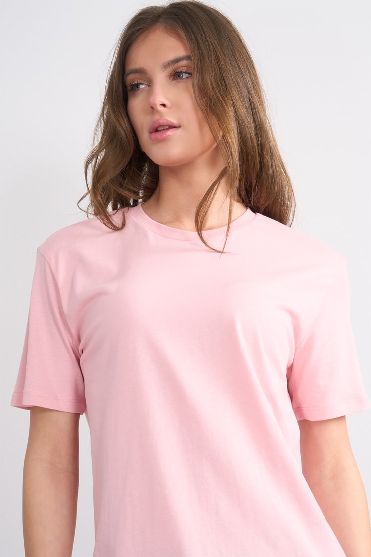 Çetinkaya Fithit 3264 Bayan Bisiklet Yaka 30/1 Penye Regular Basic T-shirt Pudra