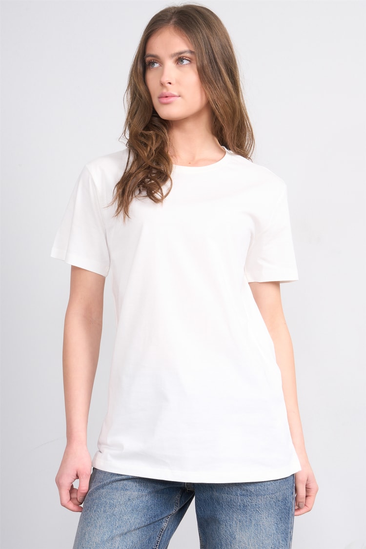 Çetinkaya Fithit 3264 Bayan Bisiklet Yaka 30/1 Penye Regular Basic T-shirt Krem
