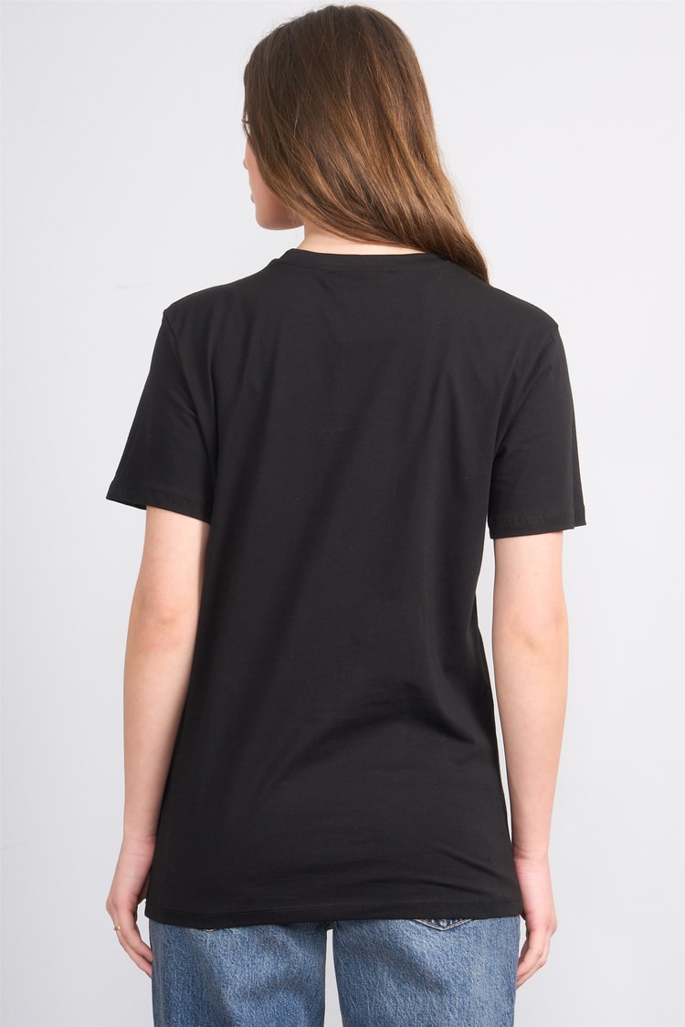 Çetinkaya Fithit 3264 Bayan Bisiklet Yaka 30/1 Penye Regular Basic T-shirt Siyah