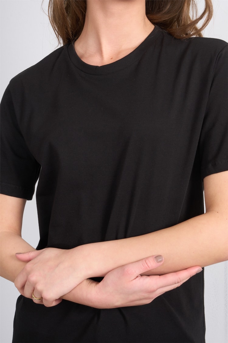 Çetinkaya Fithit 3264 Bayan Bisiklet Yaka 30/1 Penye Regular Basic T-shirt Siyah
