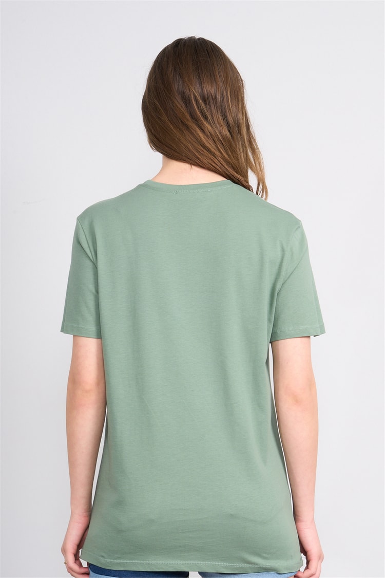 Çetinkaya Fithit 3264 Bayan Bisiklet Yaka 30/1 Penye Regular Basic T-shirt Haki