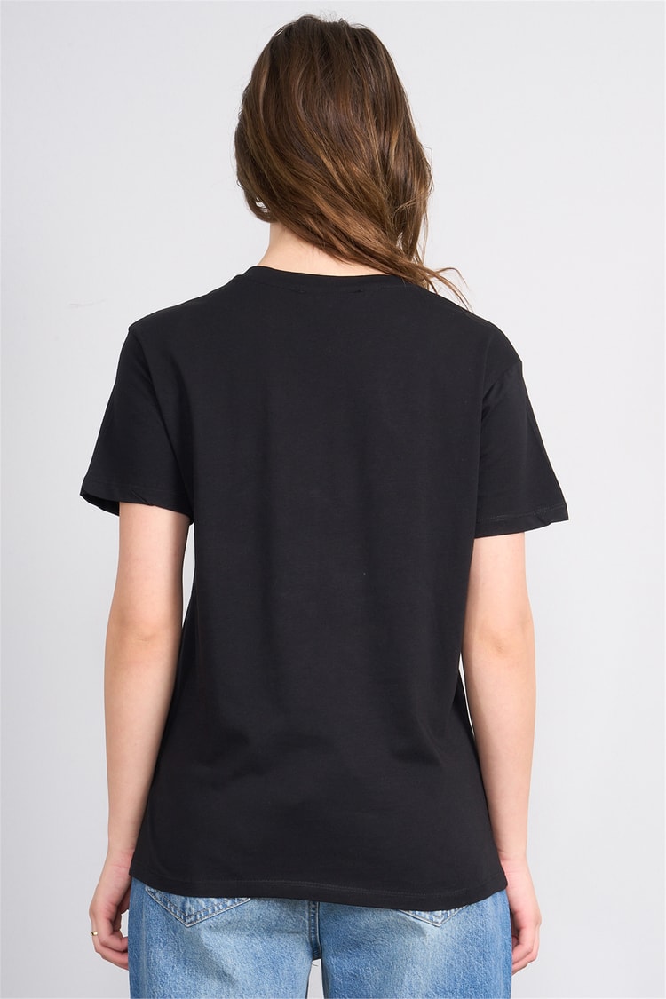 Çetinkaya Fithit 3265 Bayan V Yaka 30/1 Penye Regular Basic T-shirt Siyah
