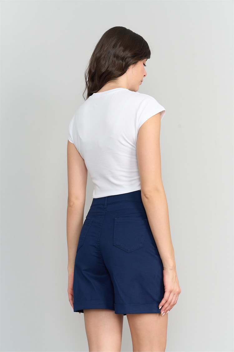 Çetinkaya Fithit 3266 Kadın Bisiklet Yaka Penye Basic Crop T-Shirt Beyaz