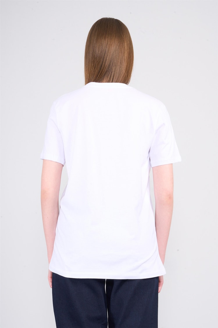 Çetinkaya Fithit 8512 Bayan Bisiklet Yaka 30/1 Penye Baskılı Regular T-shirt Beyaz