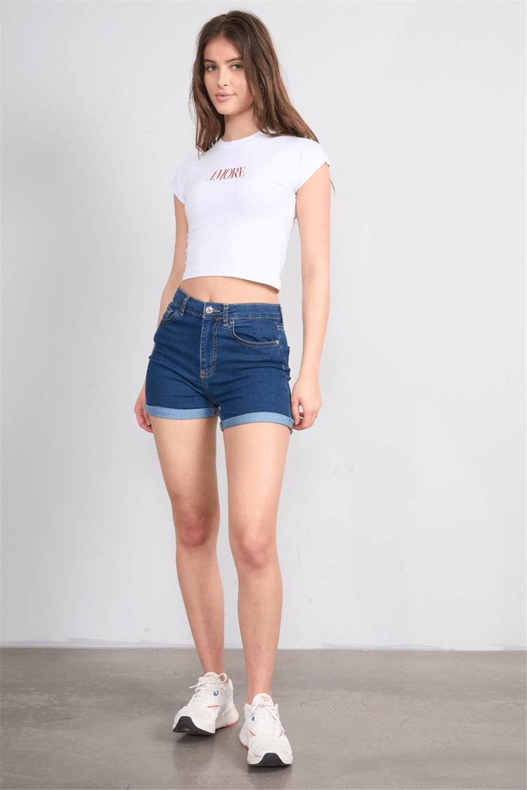 Çetinkaya Fithit 8864 Bayan Bisiklet Yaka Regular Baskılı T-shirt Beyaz