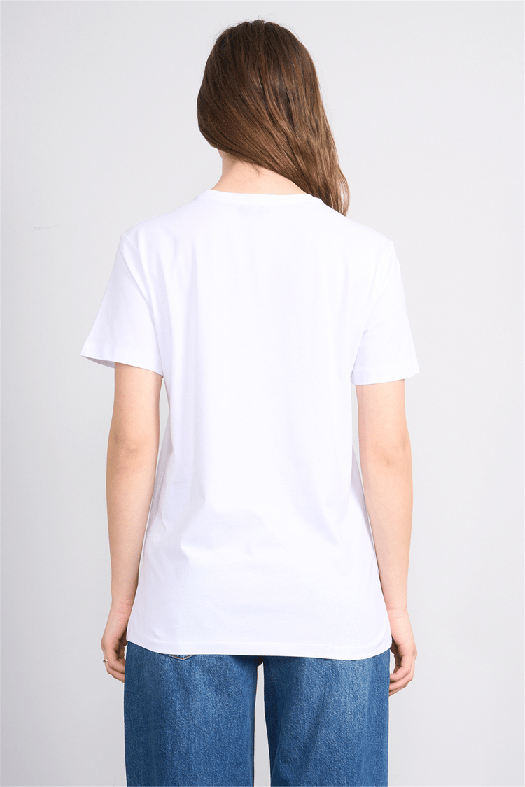 Çetinkaya Fithit 8899 Bayan Bisiklet Yaka Regular Baskılı T-shirt Beyaz