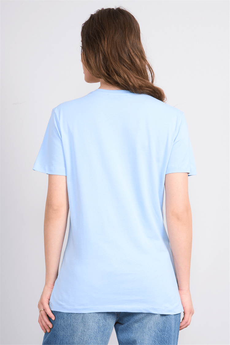 Çetinkaya Fithit 8957 Bayan Bisiklet Yaka Regular Nakışlı T-shirt Bebe Mavi