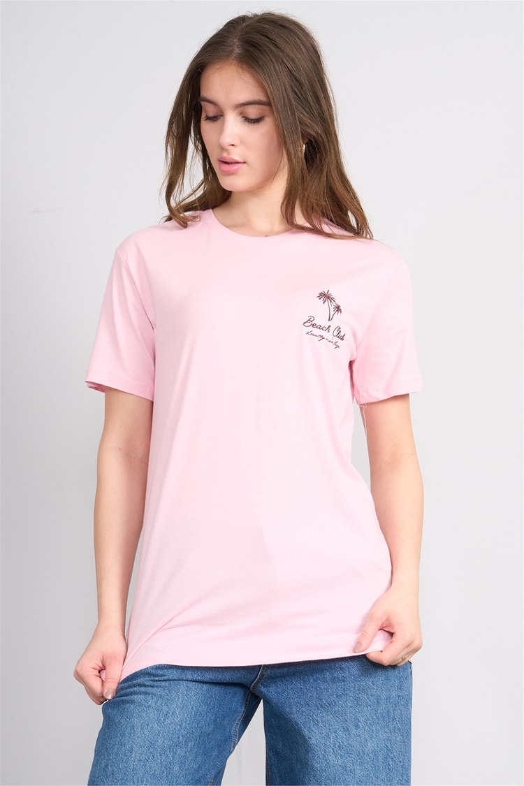 Çetinkaya Fithit 8958 Bayan Bisiklet Yaka Regular Baskılı T-shirt Açık Pembe