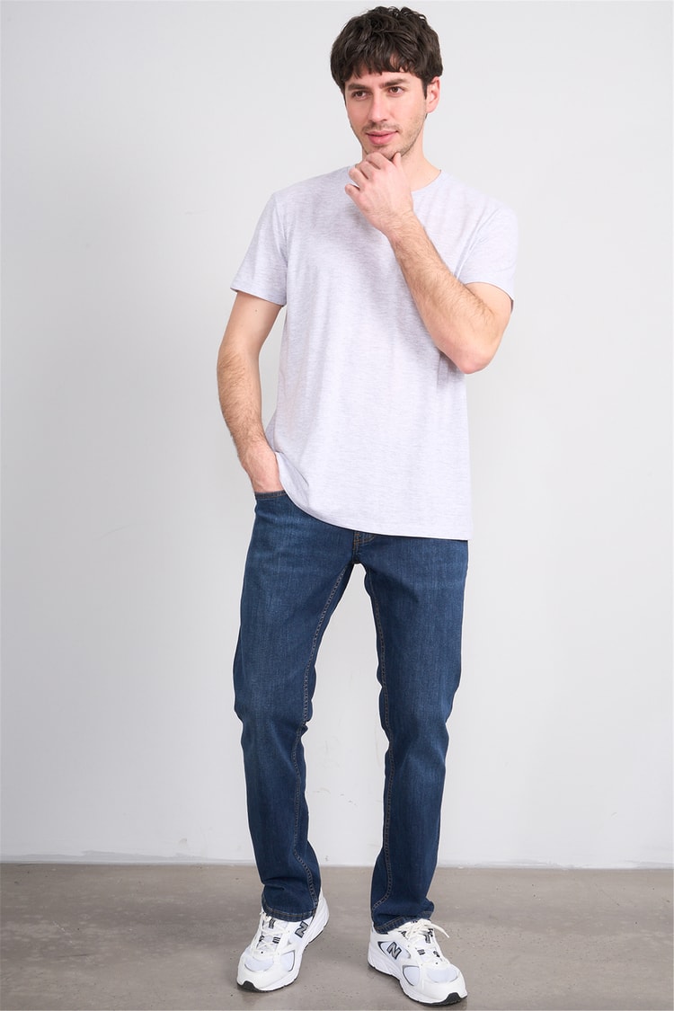 Çetinkaya Mentality 2772 Bisiklet Yaka Slimfit Basic T-shirt Karmelanj
