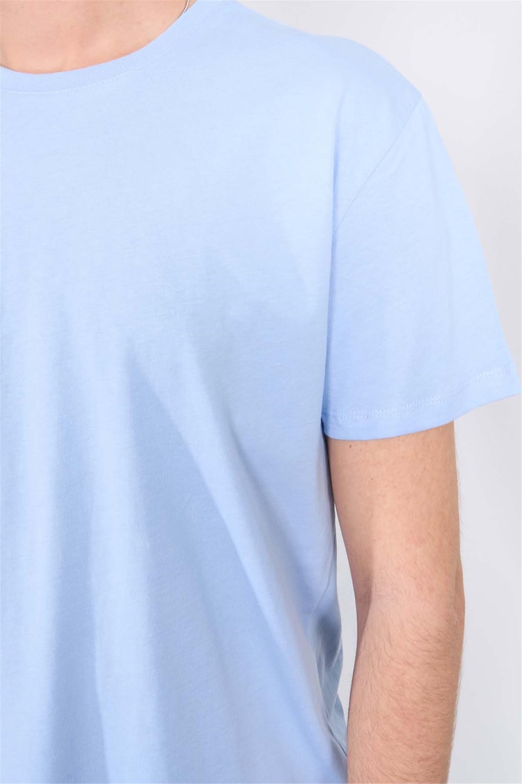Çetinkaya Mentality 2772  Bisiklet Yaka Basic T-Shirt Açık Mavi