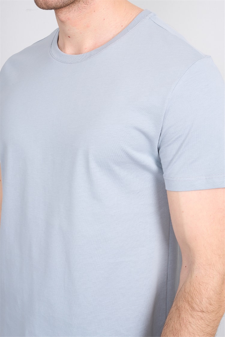 Çetinkaya Mentality 2772 Bisiklet Yaka Slimfit Basic T-shirt Düz Açık Gri