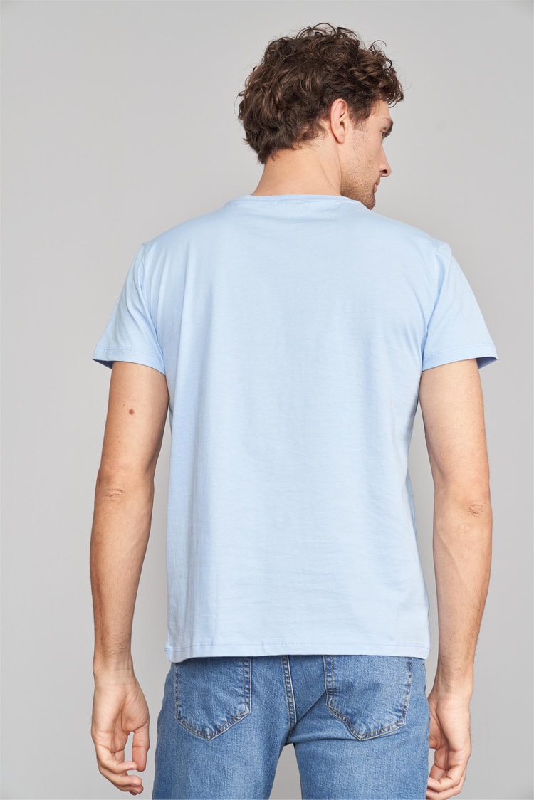 Çetinkaya Mentality 2772 Bisiklet Yaka Penye Slim Fit Bebe Mavi T-shırt