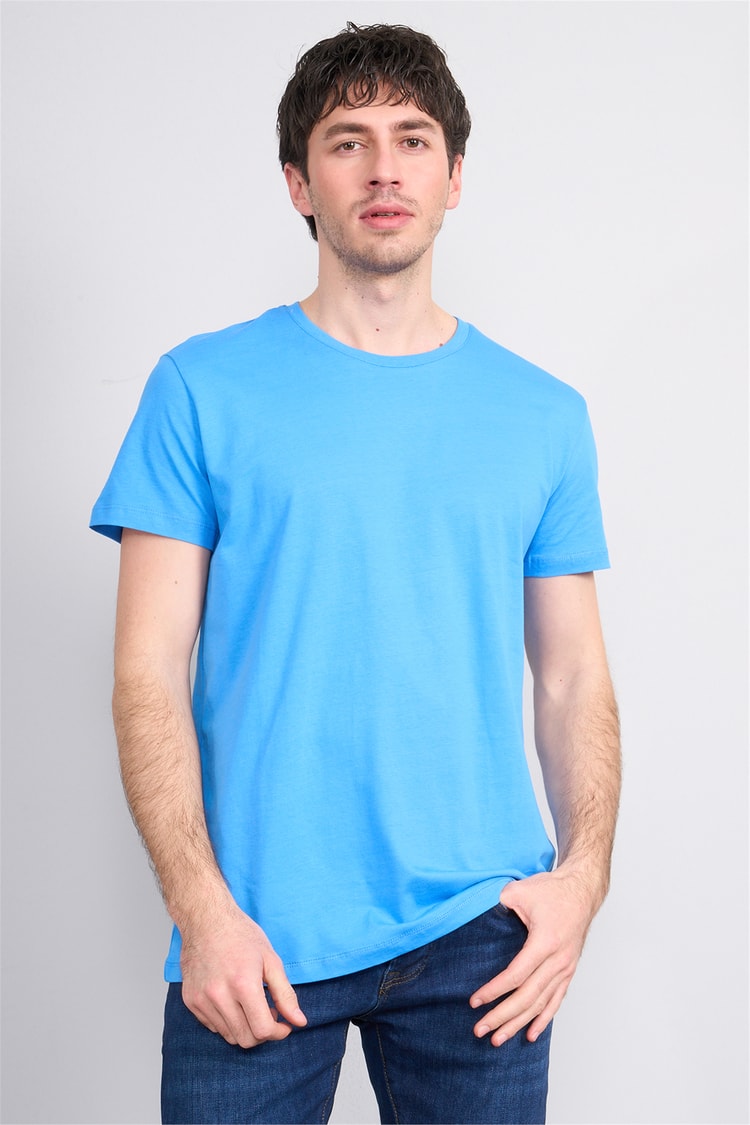 Çetinkaya Mentality 2772 Bisiklet Yaka Slimfit Basic T-shirt Koyu Mavi