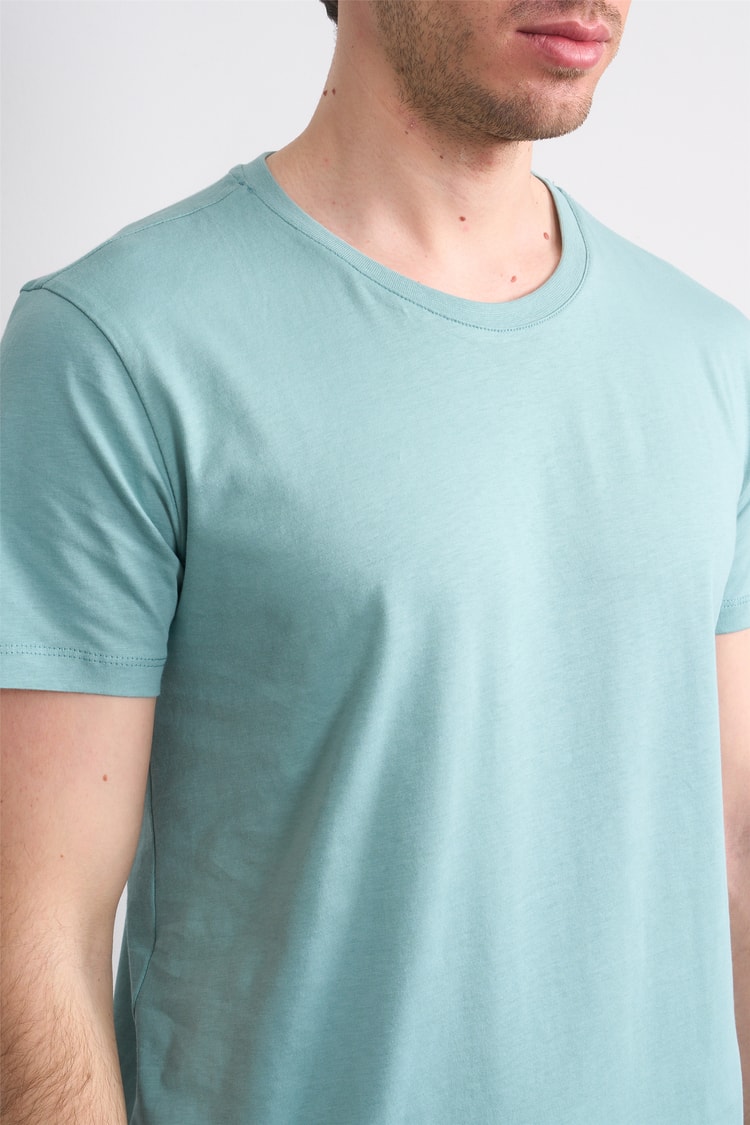 Çetinkaya Mentality 2772 Bisiklet Yaka Slimfit Basic T-shirt Açık Petrol