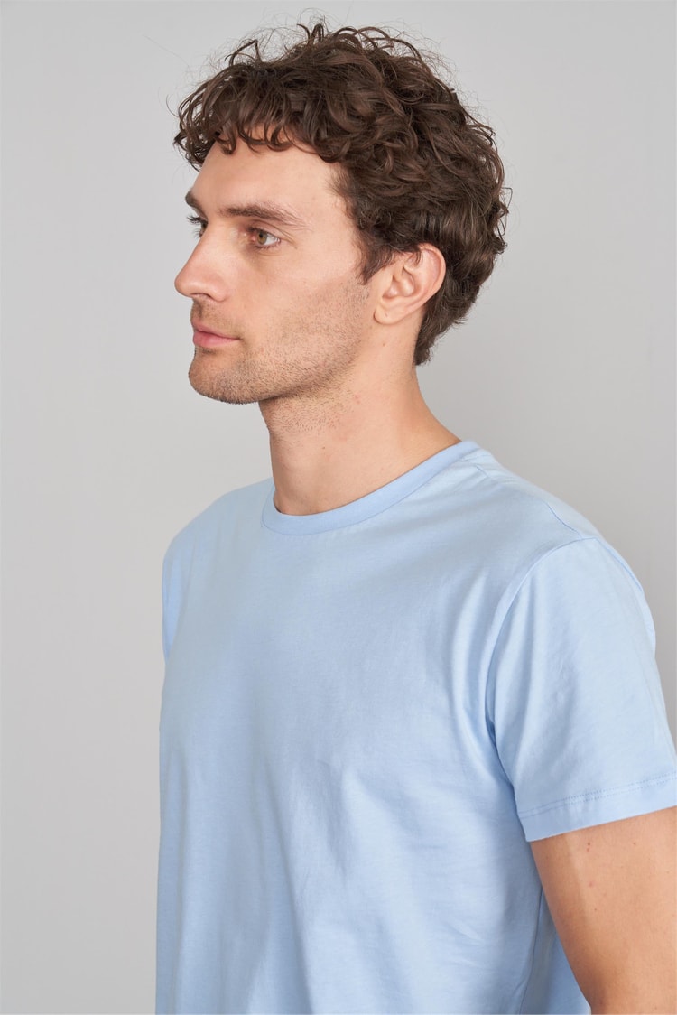 Çetinkaya Mentality 2772 Bisiklet Yaka Penye Slim Fit Bebe Mavi T-shırt