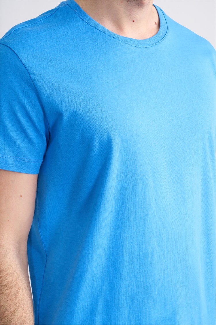 Çetinkaya Mentality 2772 Bisiklet Yaka Slimfit Basic T-shirt Koyu Mavi
