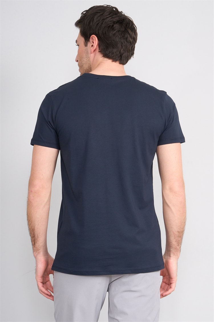 Çetinkaya Mentality 2772 Bisiklet Yaka Slimfit Basic T-shirt Lacivert