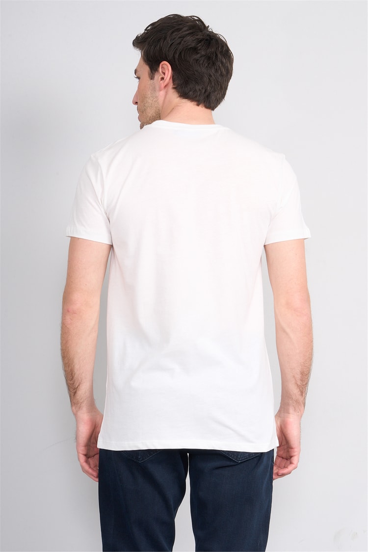 Çetinkaya Mentality 2772 Bisiklet Yaka Slimfit Basic T-shirt Krem