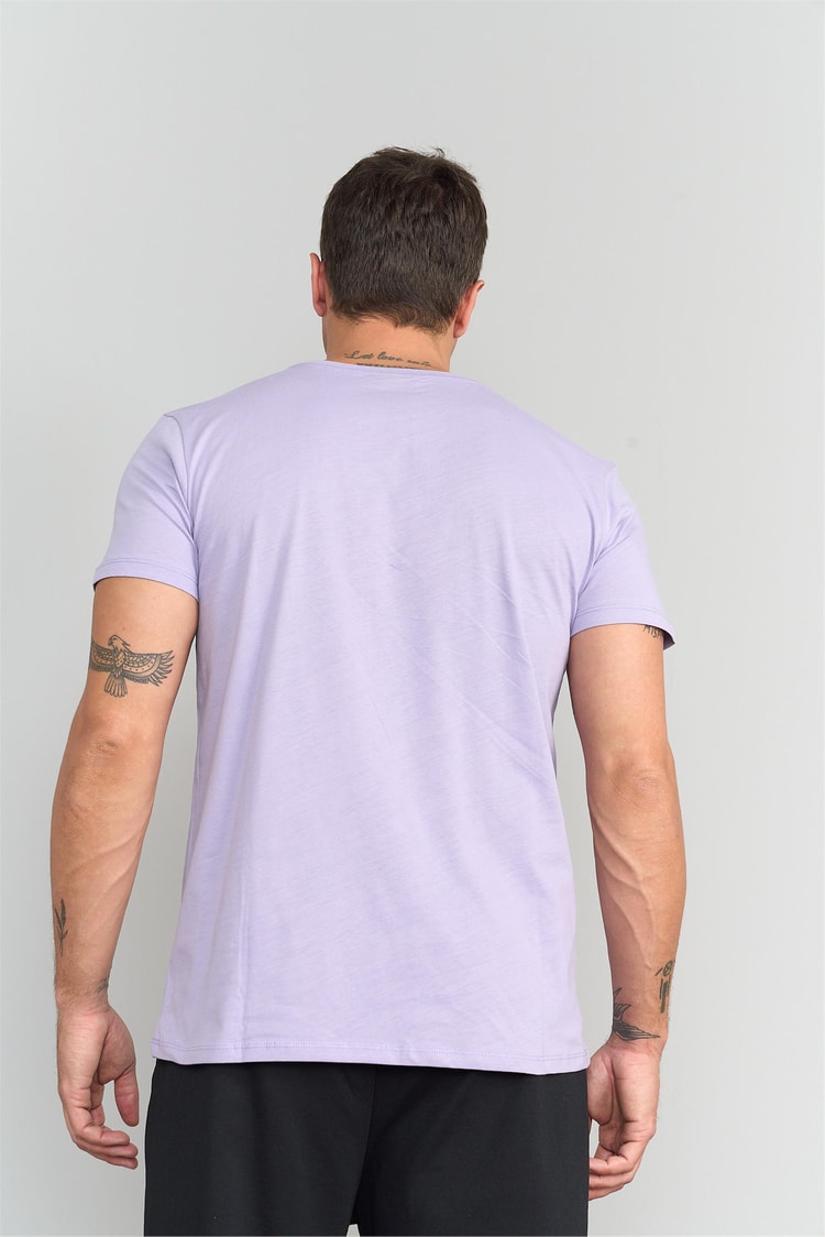 Çetinkaya Mentality 2772 Erkek V Yaka Basic T-Shirt Açık Lila