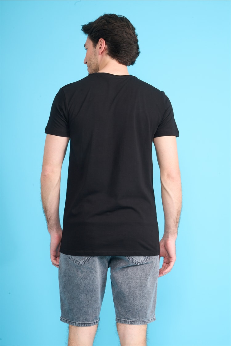 Çetinkaya Mentality 2772 V Yaka Slimfit Basic T-shirt Siyah