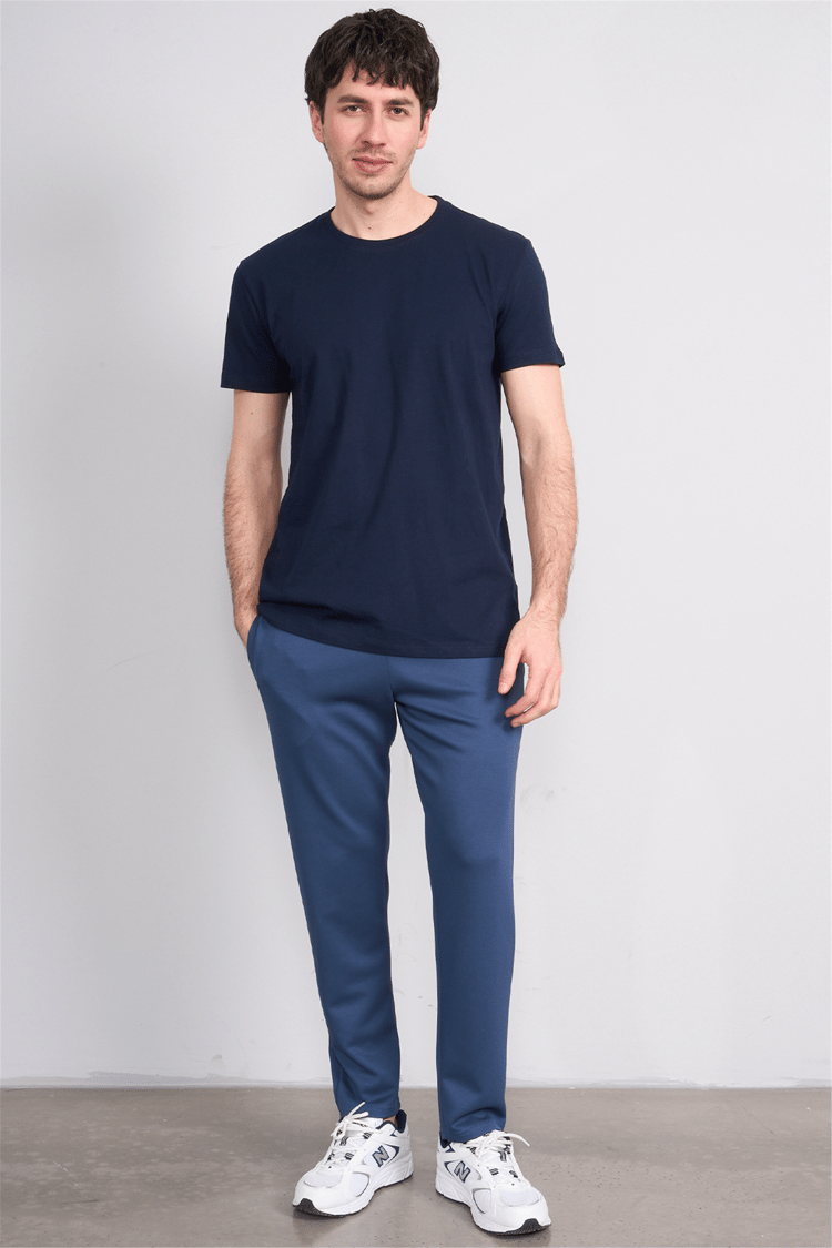 Çetinkaya Mentality 2772B Bisiklet Yaka Basic Lacivert T-Shirt