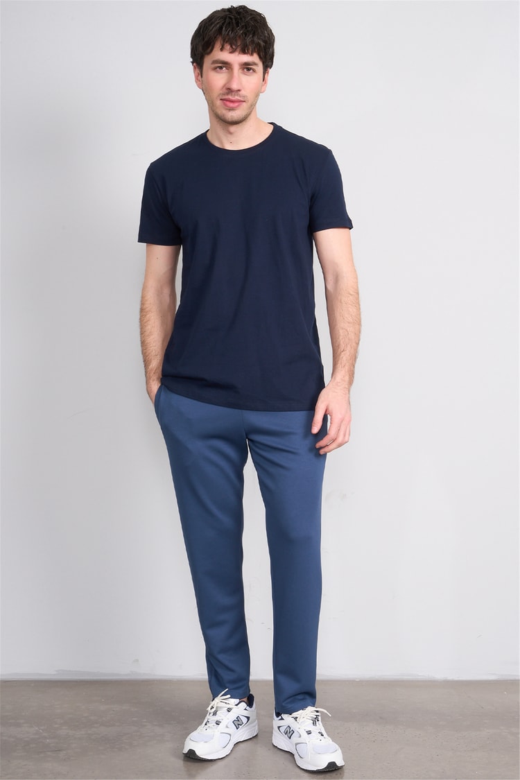 Çetinkaya Mentality 2772B Bisiklet Yaka Basic Lacivert T-Shirt
