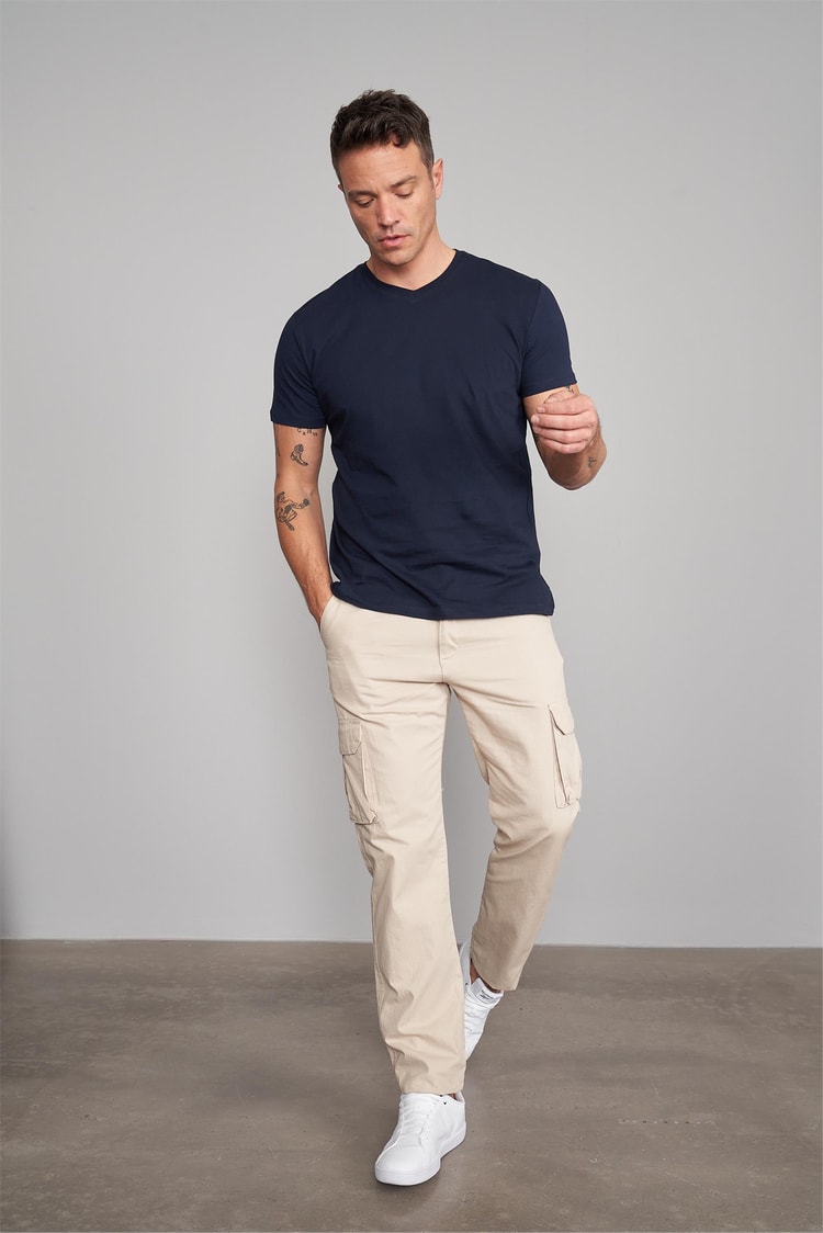 Çetinkaya Mentality 2772V V Yaka Basic Lacivert T-Shirt