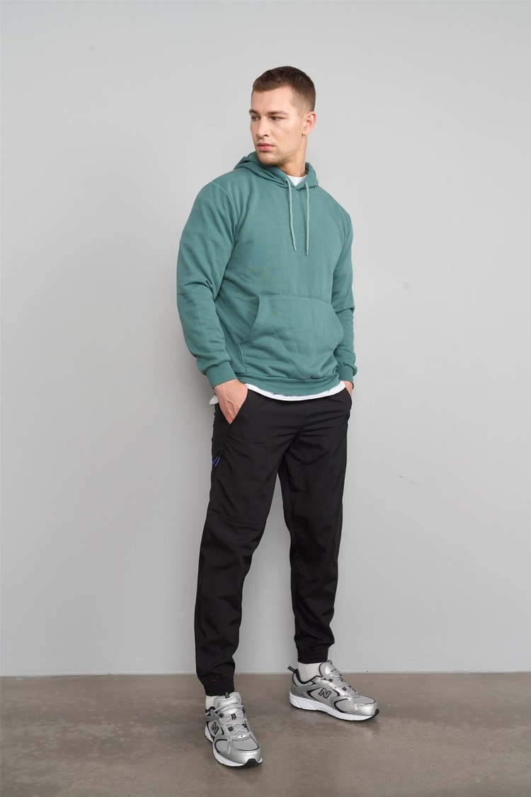 Çetinkaya Mentality 3035 3 İp Kapşonlu Mavi Yeşil Sweatshirt