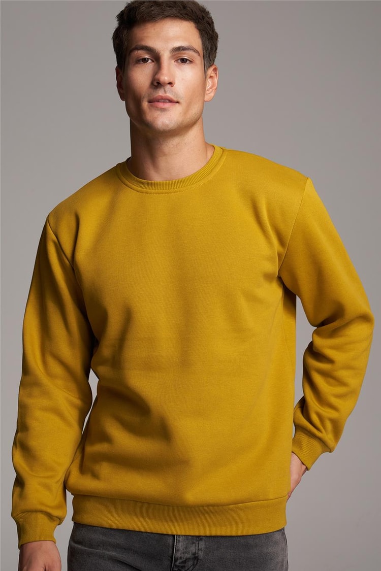 Çetinkaya Mentality 3036 3 İp Bisiklet Yaka Yağ Yeşil Sweatshirt