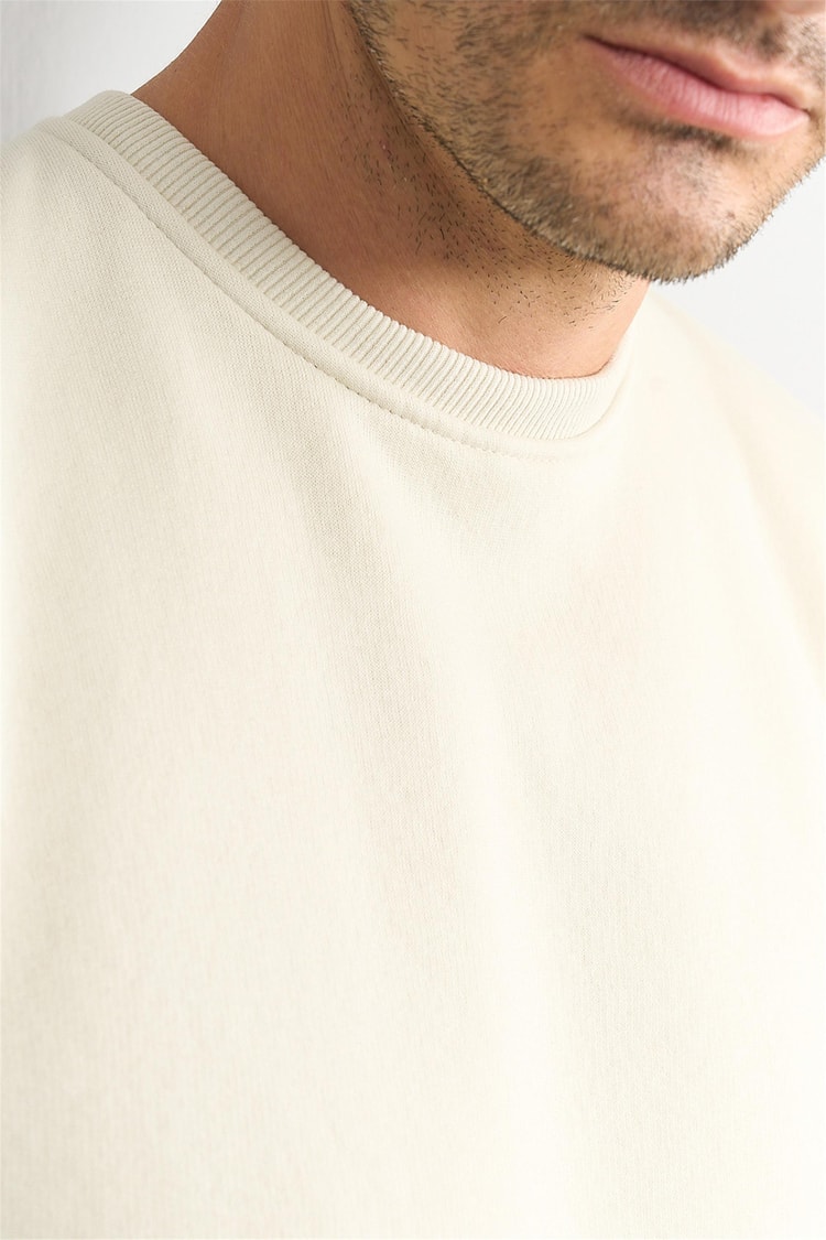Çetinkaya Mentality 3036 3 İp Bisiklet Yaka Taş Sweatshirt