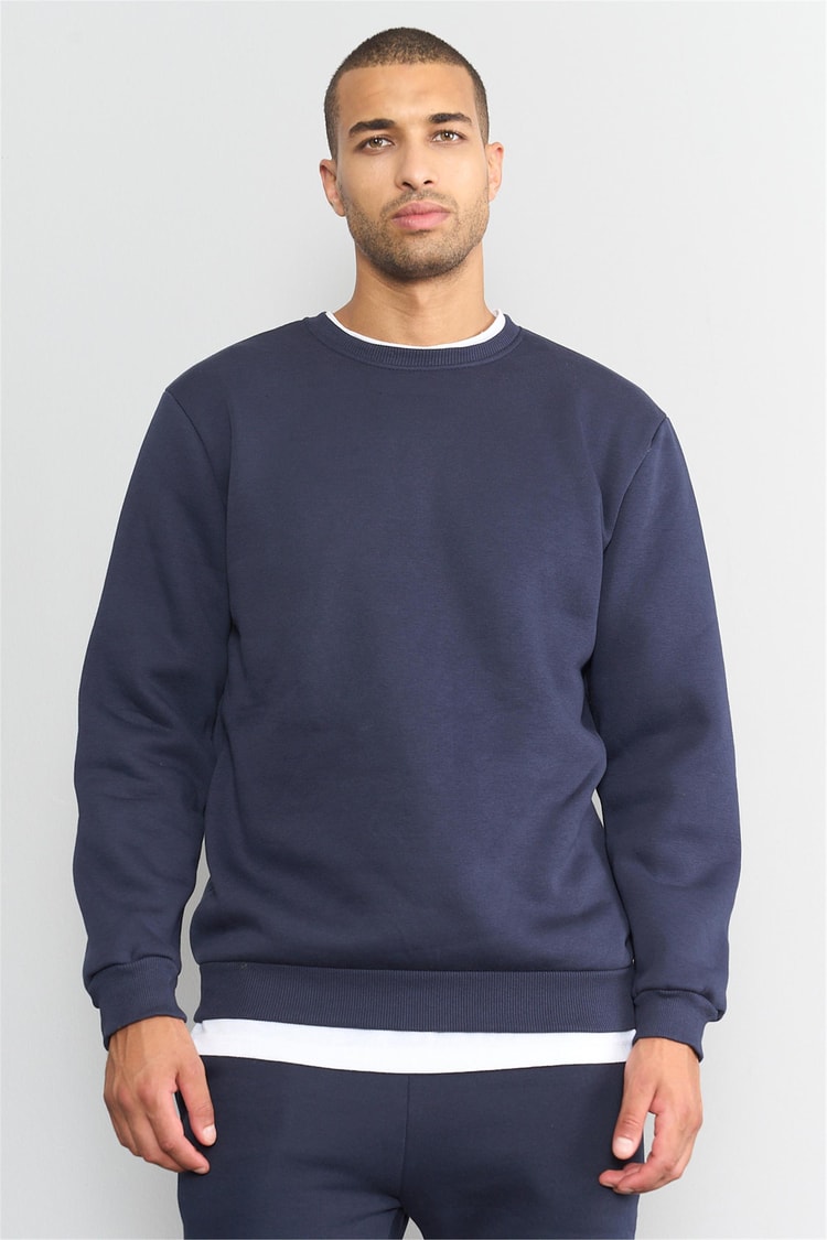 Çetinkaya Mentality 3036 Bisiklet Yaka Lacivert Sweatshirt