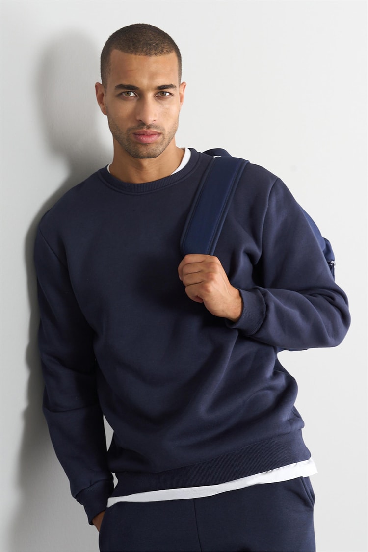 Çetinkaya Mentality 3036 Bisiklet Yaka Lacivert Sweatshirt
