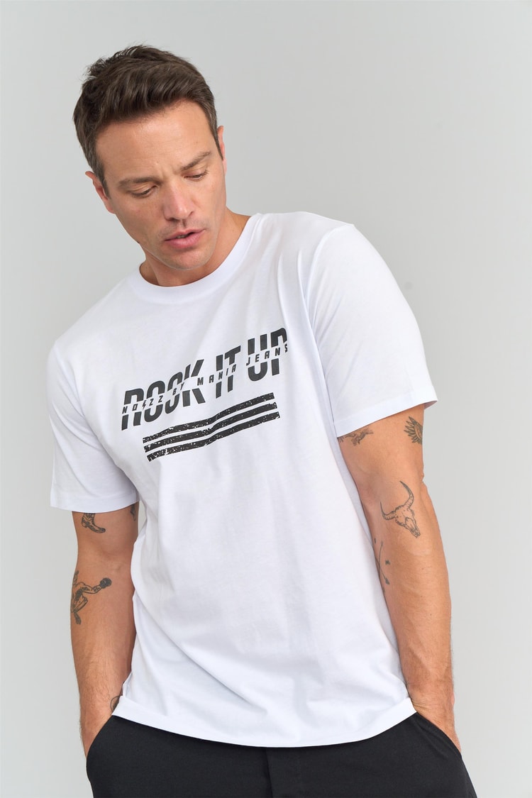 Çetinkaya Mentality 3063 Bisiklet Yaka Penye Regular T-Shirt Beyaz