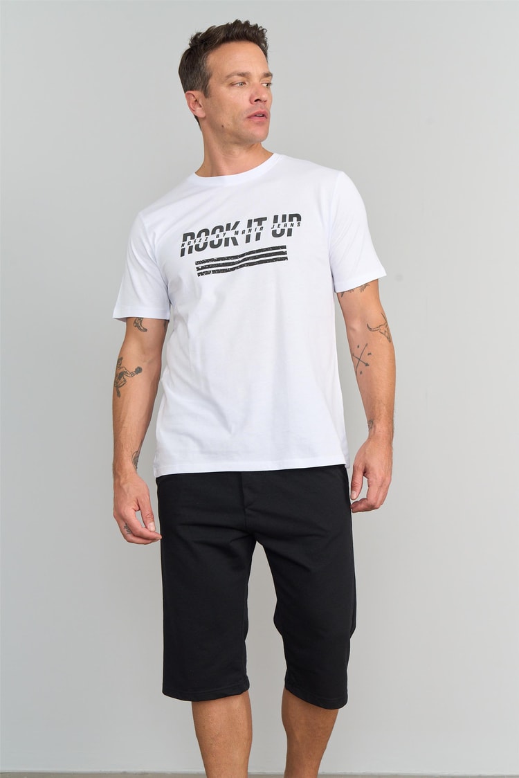 Çetinkaya Mentality 3063 Bisiklet Yaka Penye Regular T-Shirt Beyaz
