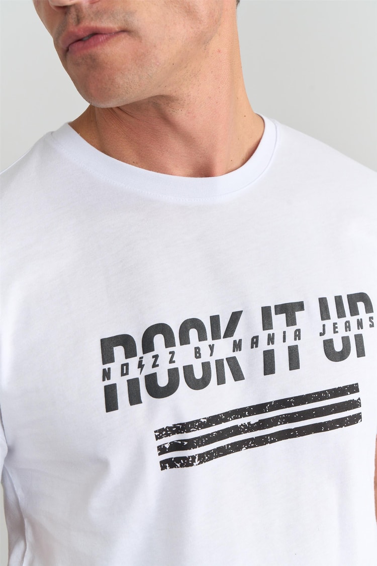 Çetinkaya Mentality 3063 Bisiklet Yaka Penye Regular T-Shirt Beyaz