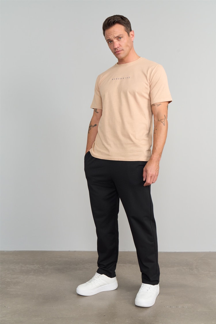 Çetinkaya Mentality 3075 Bisiklet Yaka Penye Regular T-Shirt Camel