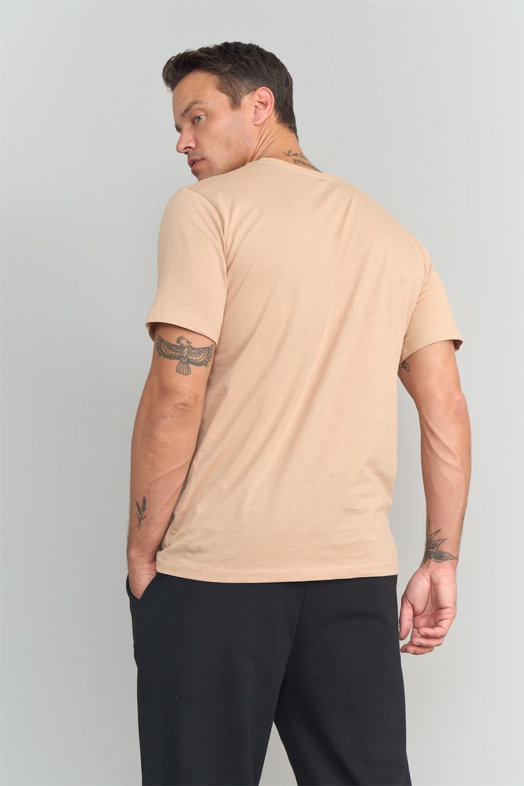 Çetinkaya Mentality 3075 Bisiklet Yaka Penye Regular T-Shirt Camel