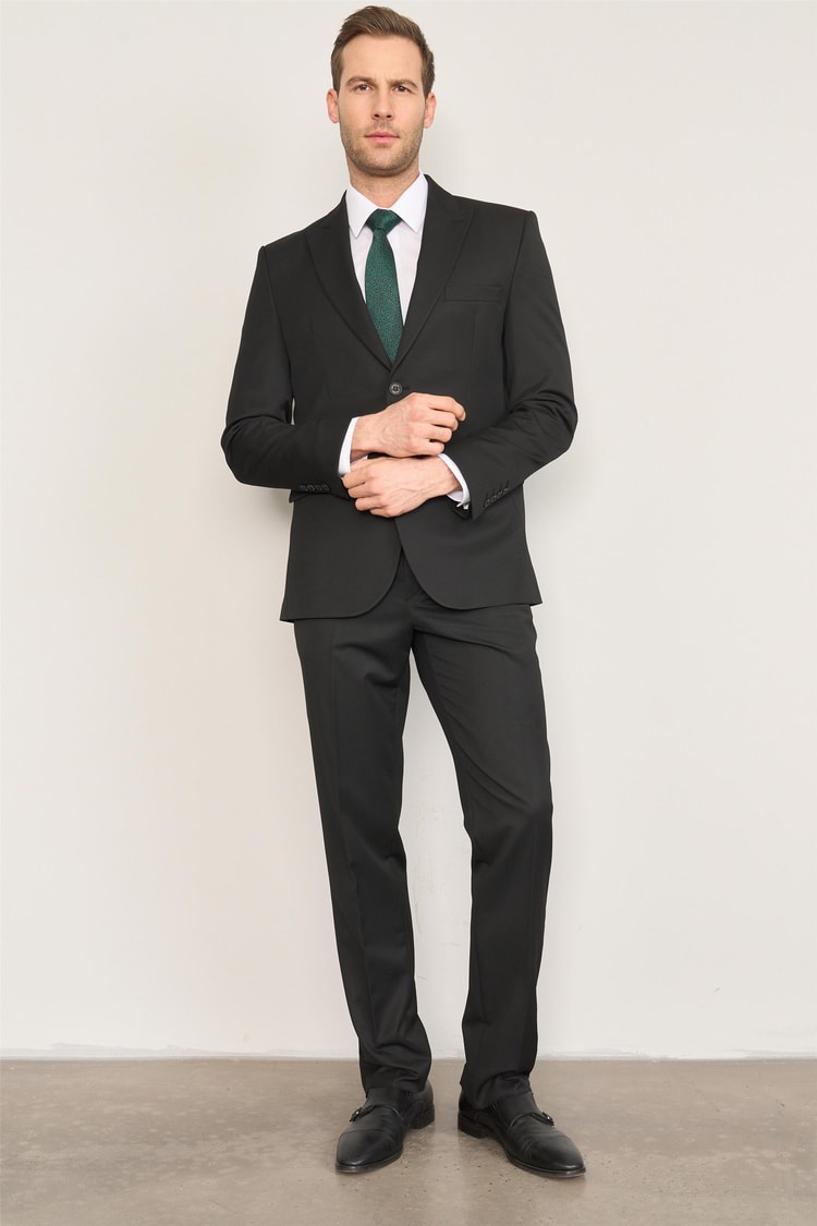 Çetinkaya Mentality 3118 Siyah Yunter Loco Slim Fit Takım Elbise