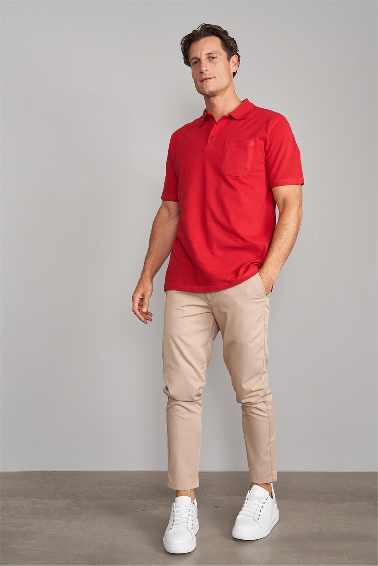Çetinkaya Mentality 3140 Polo Yaka Penye Pike Cepli Regular T-Shirt Bordo