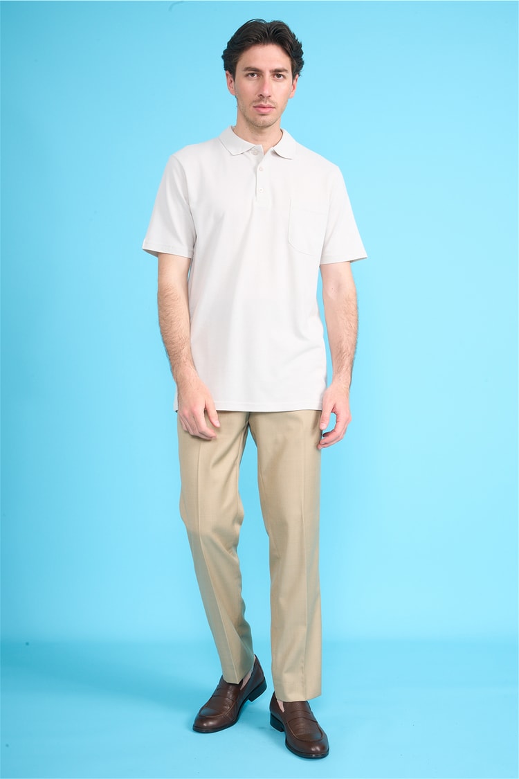 Çetinkaya Mentality 3140 Polo Yaka Regular Cepli Pike T-shirt Taş