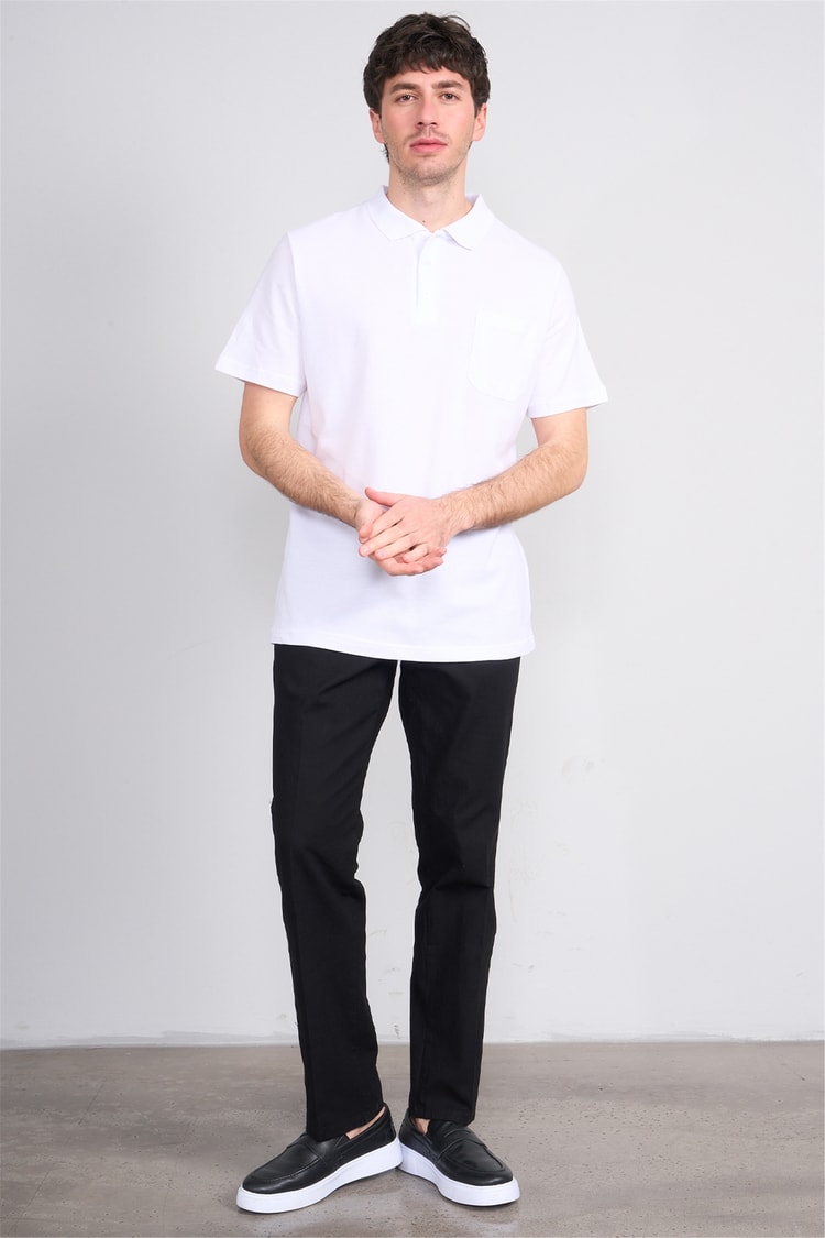 Çetinkaya Mentality 3140 Polo Yaka Regular Cepli Pike T-shirt Beyaz