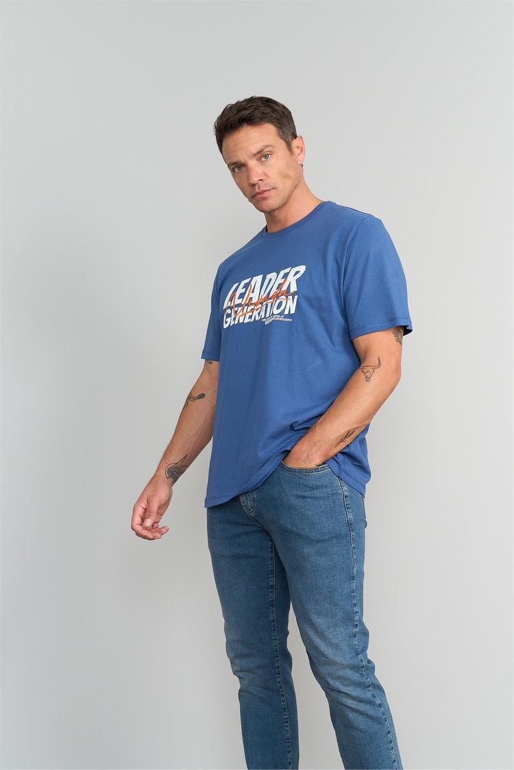 Çetinkaya Mentality 3156 Erkek Bisiklet Yaka Regular T-Shirt İndigo