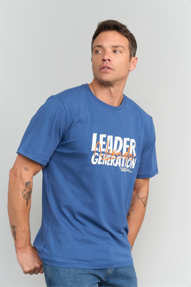 Çetinkaya Mentality 3156 Erkek Bisiklet Yaka Regular T-Shirt İndigo