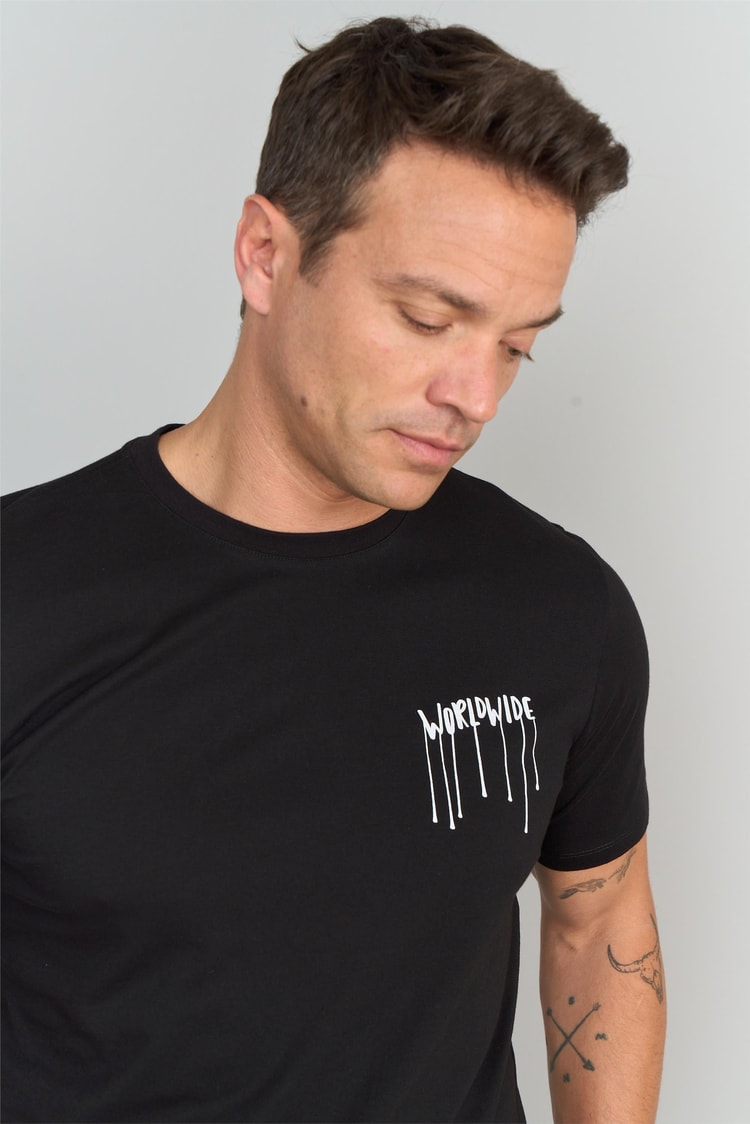 Çetinkaya Mentality 3170 Erkek Bisiklet Yaka Regular Baskılı T-Shirt Siyah