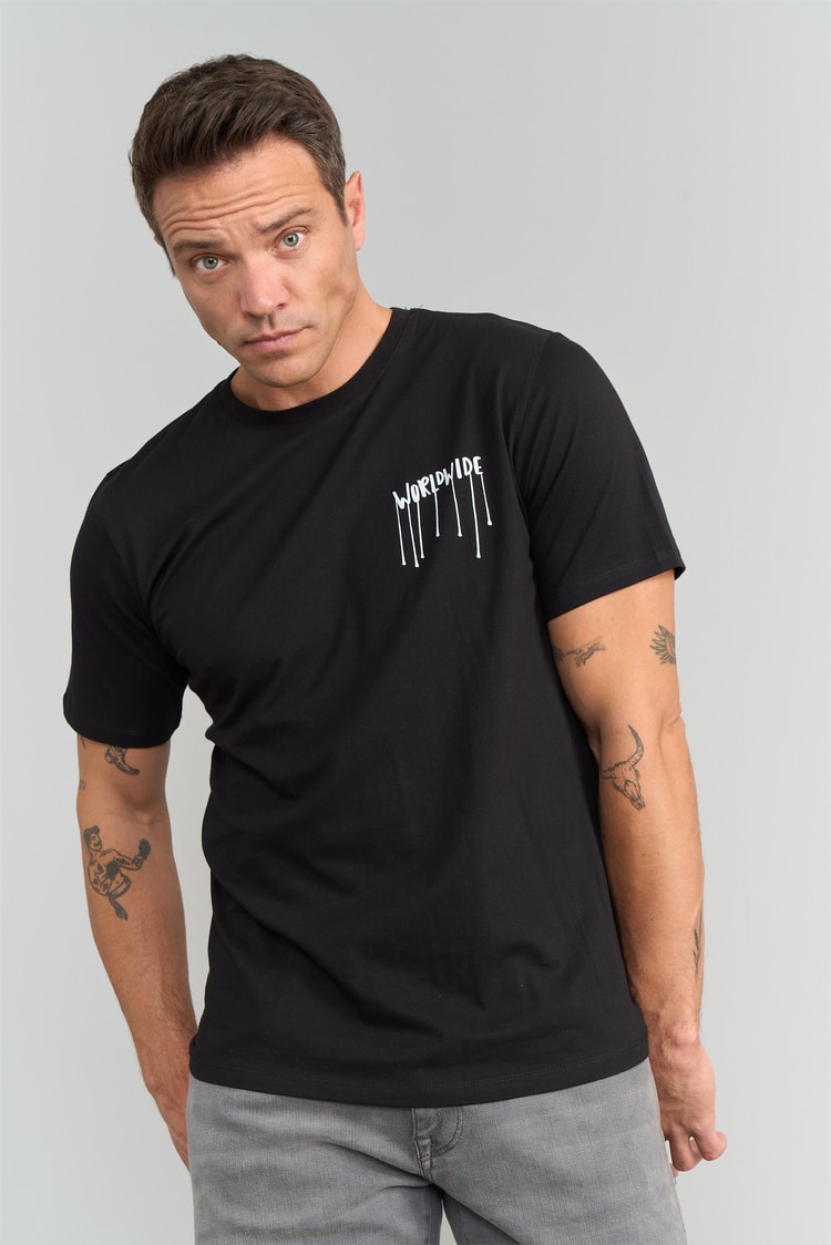 Çetinkaya Mentality 3170 Erkek Bisiklet Yaka Regular Baskılı T-Shirt Siyah