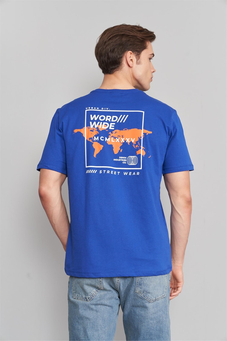 Çetinkaya Mentality 3185 Erkek Bisiklet Yaka Regular Baskılı T-Shirt Açık Saks