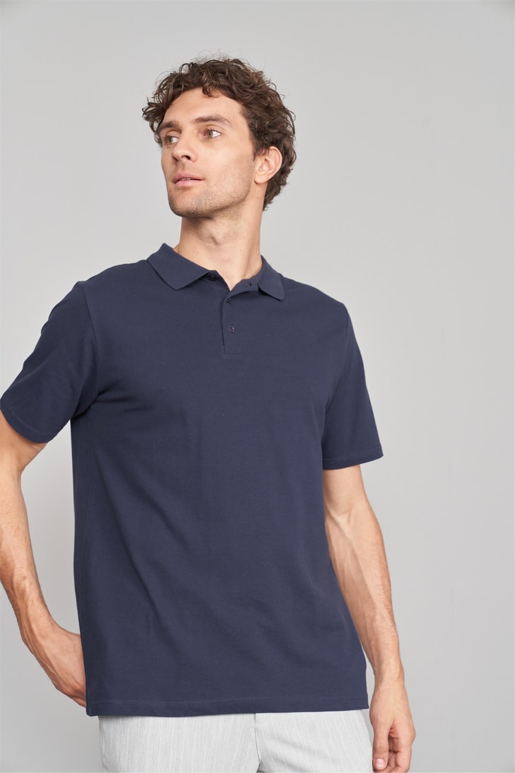 Çetinkaya Mentality 3242 Polo Yaka Penye Pike Regular T-Shirt Lacivert